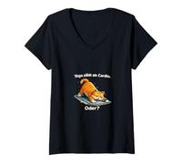 Femme Le Yoga Compte comme Cardio ? Édition Chat T-Shirt avec Col en V