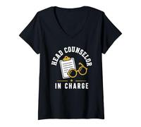 Femme Leadership Funny Camp Quote Head Counselor in Charge T-Shirt avec Col en V