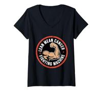 Femme Lean Mean Cancer Fighting Machine Patient Awareness - T-Shirt avec Col en V
