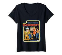 Femme Learn About Electricity Sarcastic Retro Funny Adult Humor T-Shirt avec Col en V