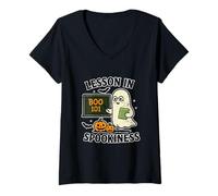 Femme Leçon de Spookiness Boo 101 T-Shirt avec Col en V