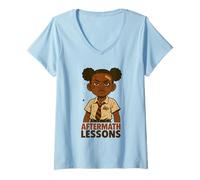 Femme Leçons de l’après-Coup Élève au Regard Sûr T-Shirt avec Col en V