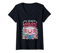 Femme Lecteur Axolotl Lover Teacher Mes élèves Axolotl Questions T-Shirt avec Col en V