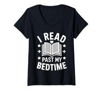 Femme Lecteur de Livres Lading I Read Past My Bedtime T-Shirt avec Col en V