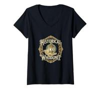 Femme Lecteur de Romans policiers historiques Whodunit Sleuth Detective T-Shirt avec Col en V