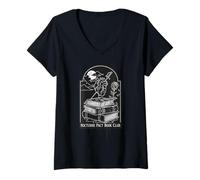 Femme Lecteur Nocturne Pact Book Club Gothic Dark Academia T-Shirt avec Col en V