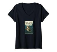 Femme Lecture de Mermaid Lost in The Tide of a Good Book Ocean T-Shirt avec Col en V