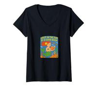 Femme Lecture de Mermaid Lost in The Tide of a Good Book Ocean T-Shirt avec Col en V