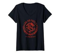 Femme Lee Ho Fook's Restaurant Chinois Soho London UK Aged T-Shirt avec Col en V