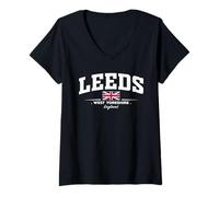 Femme Leeds England T-Shirt avec Col en V