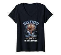 Femme Left It in The Water Baptême Christian Jésus baptisé 2025 T-Shirt avec Col en V