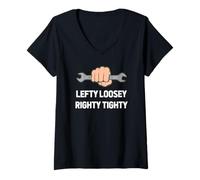 Femme Lefty Loosey Righty Tighty Funny Mécanicien et Construction T-Shirt avec Col en V