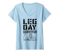 Femme Leg Day Survivor Funny Bodybuilder Gym Squat Training Muscle T-Shirt avec Col en V