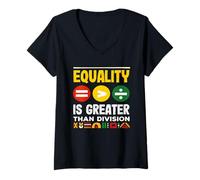 Femme L'égalité est Plus Grande Que la Division Mois de l'histoire des Noirs T-Shirt avec Col en V