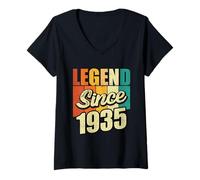 Femme Legend Since 1935 Fête d'anniversaire T-Shirt avec Col en V