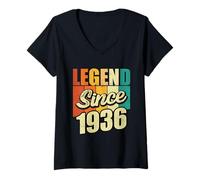 Femme Legend Since 1936 Fête d'anniversaire T-Shirt avec Col en V