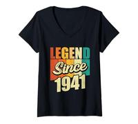 Femme Legend Since 1941 Fête d'anniversaire T-Shirt avec Col en V