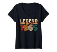 Femme Legend Since 1965 Vintage Birthday Year 1965 Men Women Retro T-Shirt avec Col en V