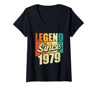 Femme Legend Since 1979 Fête d'anniversaire T-Shirt avec Col en V
