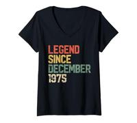 Femme Legend Since December 1975 Cadeau d'anniversaire 45 Ans T-Shirt avec Col en V
