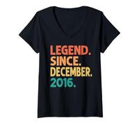 Femme Legend Since December 2016 Men Women Vintage 2016 Birthday T-Shirt avec Col en V