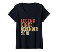 Femme Legend Since December 2018 Vintage 2018 Birth Of Birthday T-Shirt avec Col en V