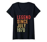 Femme Legend Since July 1970 Vintage 1970 Birth Of Birthday Gifts T-Shirt avec Col en V