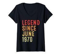Femme Legend Since June 1970 Vintage 1970 Birth Of Birthday Gifts T-Shirt avec Col en V