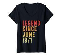 Femme Legend Since June 1971 Vintage 1971 Birth Of Birthday Gifts T-Shirt avec Col en V