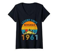 Femme Legend Since November 1961 65th Birthday 65 Years Old Retro T-Shirt avec Col en V