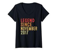 Femme Legend Since November 2017 Vintage 2017 Birth Of Birthday T-Shirt avec Col en V