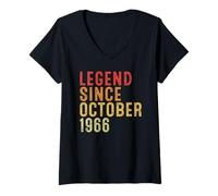 Femme Legend Since October 1966 Vintage 1966 Birth Of Birthday T-Shirt avec Col en V