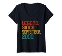 Femme Legend Since September 2000 Men Women Vintage 2000 Birthday T-Shirt avec Col en V