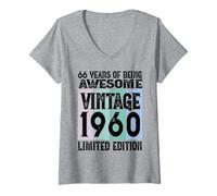 Femme Légendaire Depuis 1960 Édition limitée 66e Anniversaire T-Shirt avec Col en V