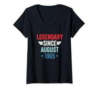 Femme Legendary Since August 1965 T-Shirt avec Col en V