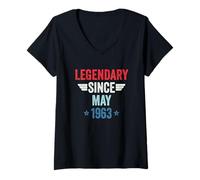Femme Legendary Since May 1963 T-Shirt avec Col en V