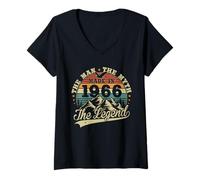 Femme Légende 1966 Vintage Anniversaire 60 Ans pour Hommes Femmes T-Shirt avec Col en V