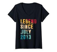 Femme Légende de 12 ans depuis juillet 2013 Vintage 12e anniversaire T-Shirt avec Col en V