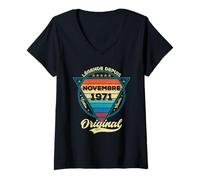 Femme Légende Depuis Novembre 1971 54e Anniversaire T-Shirt avec Col en V