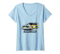 Femme Légende du Rallye Groupe B T-Shirt avec Col en V