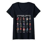 Femme Légendes maritimes - Pirates célèbres T-Shirt avec Col en V