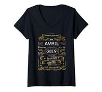 Femme Légendes Sont Nées Avril 2008 Anniversaire Fille Garçon T-Shirt avec Col en V