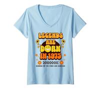 Femme Legends are Born in 1975 Retro Vintage 70s Vibes Design T-Shirt avec Col en V
