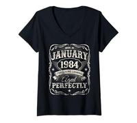 Femme Legends Were Born in January 1984 Vintage 42nd Birthday T-Shirt avec Col en V