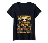 Femme Legends Were Born in October 1979 47 Years Old 47th Birthday T-Shirt avec Col en V