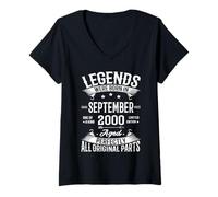 Femme Legends Were Born in September 2000 25th Birthday 25 Yrs Old T-Shirt avec Col en V