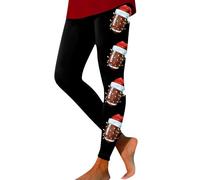 Femme Legging Noël Chaud avec imprimé Football pour Yoga et Sport Confortable Slim Fit Epais Doublure Polaire Sportswear