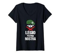 Femme Legio Patria Nostra légion Slogan légionnaire T-Shirt avec Col en V