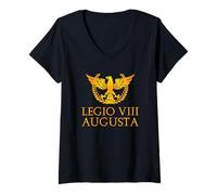 Femme Legio VIII Augusta T-Shirt de la Légion Romaine SPQR T-Shirt avec Col en V