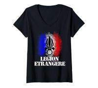 Femme Légion étrangère France Soldats élite Cadeau étrangère T-Shirt avec Col en V